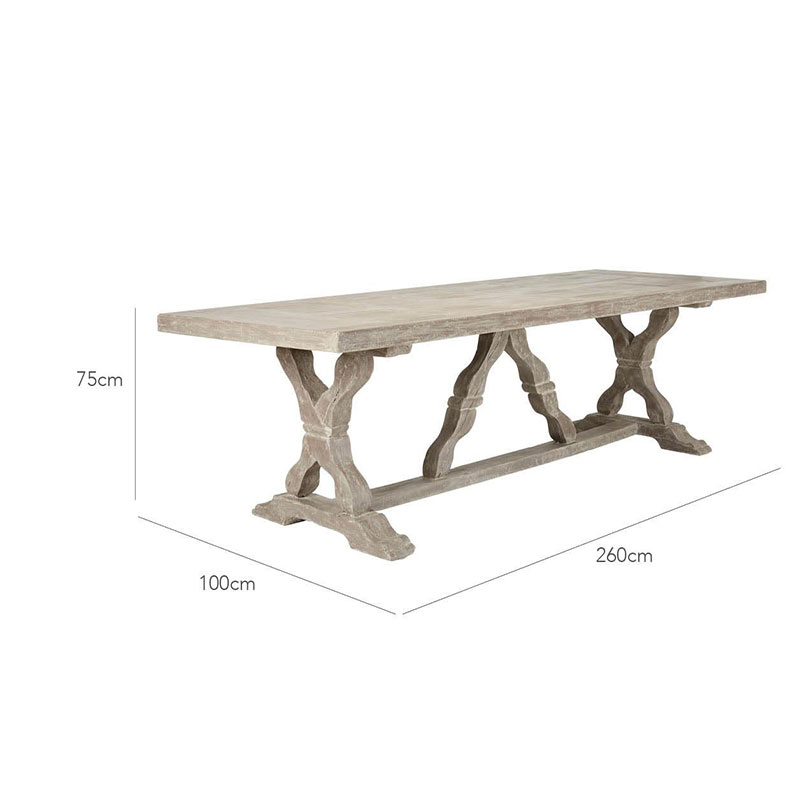 Conisbrough Dining table, L100 x W260 x H75cm, Grey-2