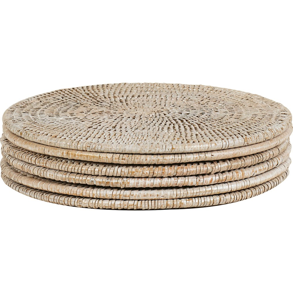 Ashcroft Set of 6 round placemats, D29cm, Rattan-2