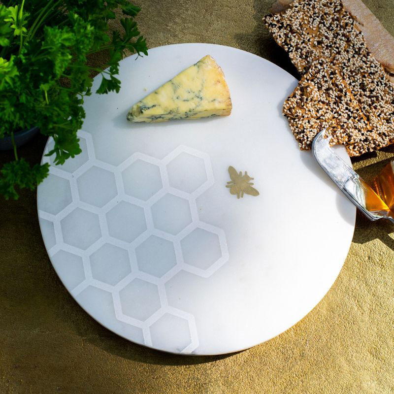 Bee Cheese Board, D30cm, White-0