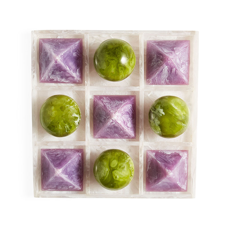 Mustique Tic Tac Toe Set, 27 x 27cm, Green & Lavender-0