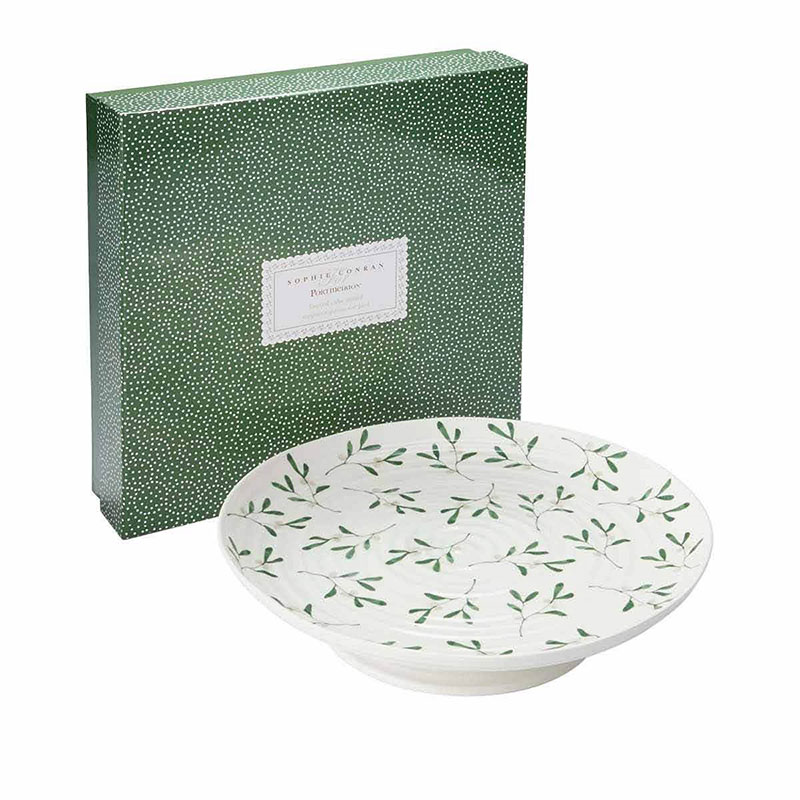 Mistletoe Cake stand, Dia32 x H6cm, white/ green-2