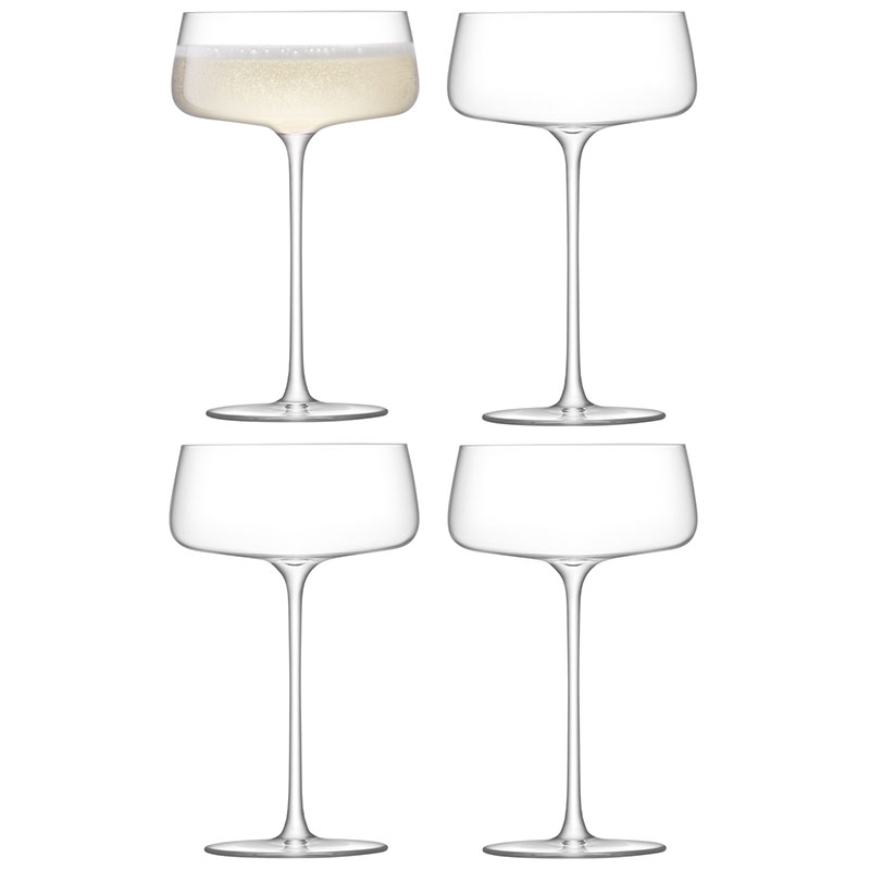 Metropolitan Set of 4 Champagne Saucers, 300ml, Clear-1