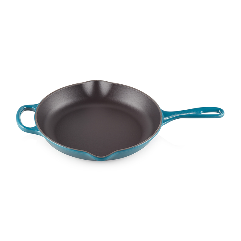 Deep Teal Cast Iron Round Skillet, 26cm-0