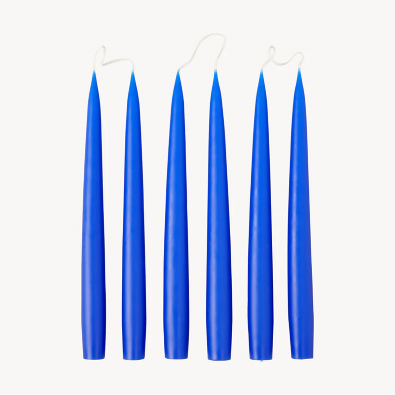 Set of 6 Tapered Dinner Candles, H25cm, Cobalt Blue-0