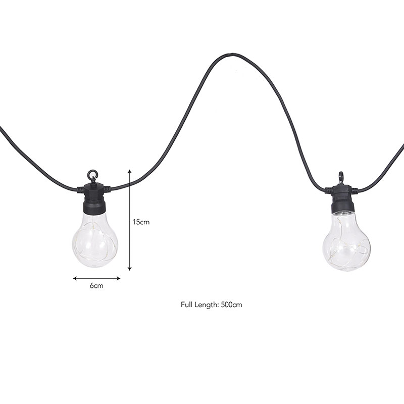 Classic Festoon Lights Extension Kit, 10 Bulbs, Black-2