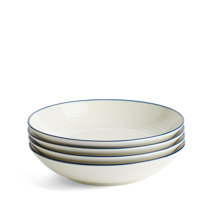 Gordon Ramsay Maze Denim Line Set of 4 Pasta Bowls, D24cm, White-2