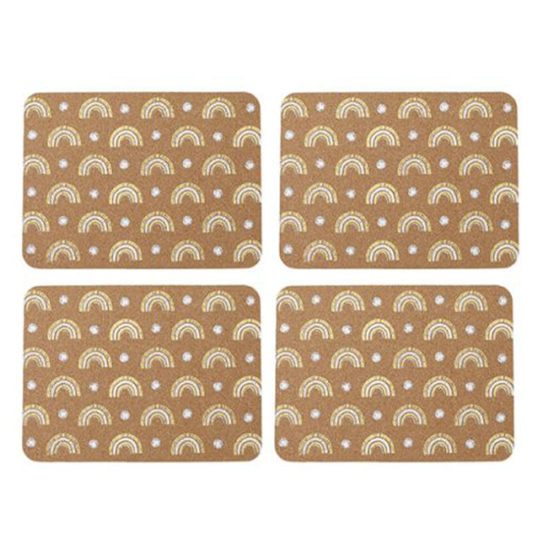 Rainbow Set of 4 Cork Placemats, 29 x 21.5cm, Natural/White-0