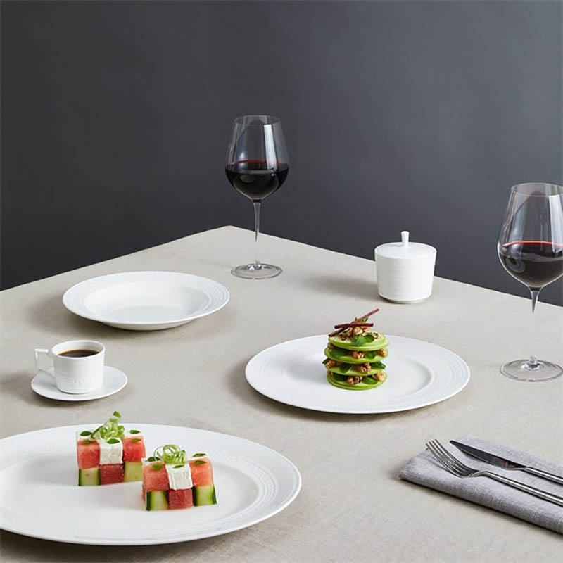 Intaglio 10 Piece Dinnerware Set, White-3