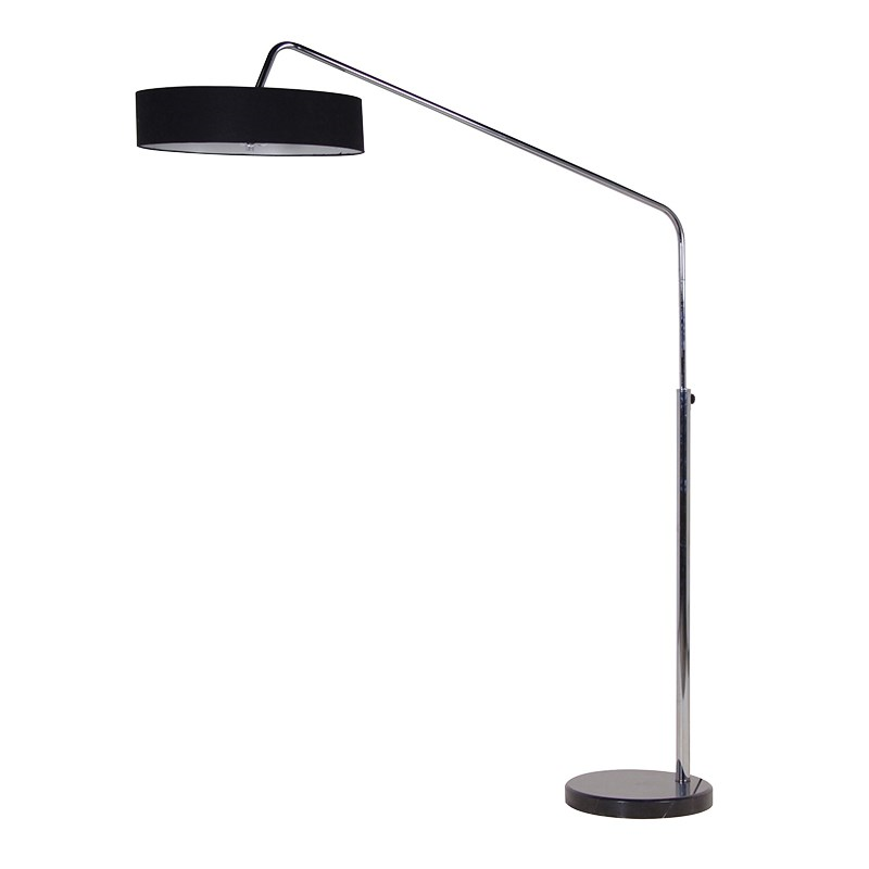 Chrome Floor Lamp with Black Shade-0