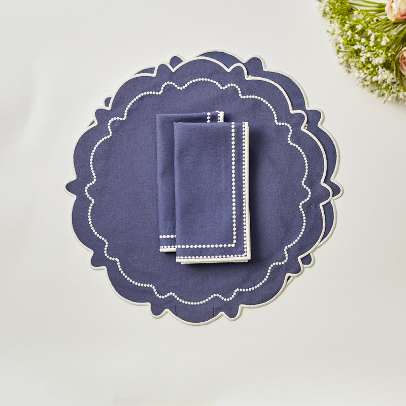 Abigail Set of 2 Placemat and Napkin, 40 x 40cm, Dark Blue-0