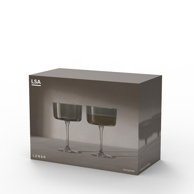 Lunar Set of 2 Champagne/Cocktail Glasses, 230ml, Lunar Grey-4