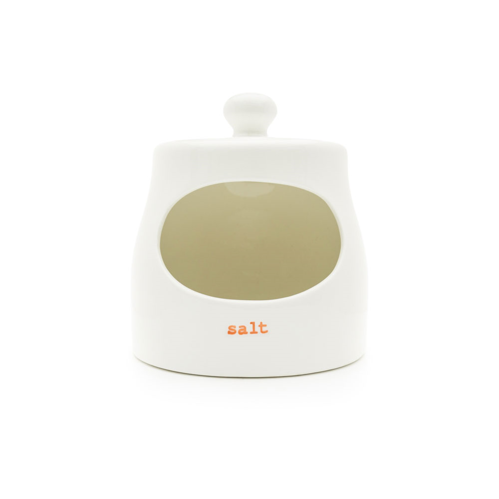 Word 'Salt' Salt Pig, Cream/Orange-0