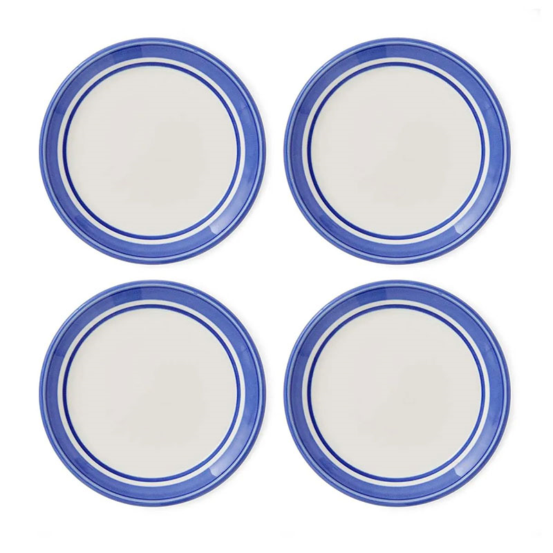 Potter's Stripe Set of 4 Bread Plates, D15cm, Blue-1