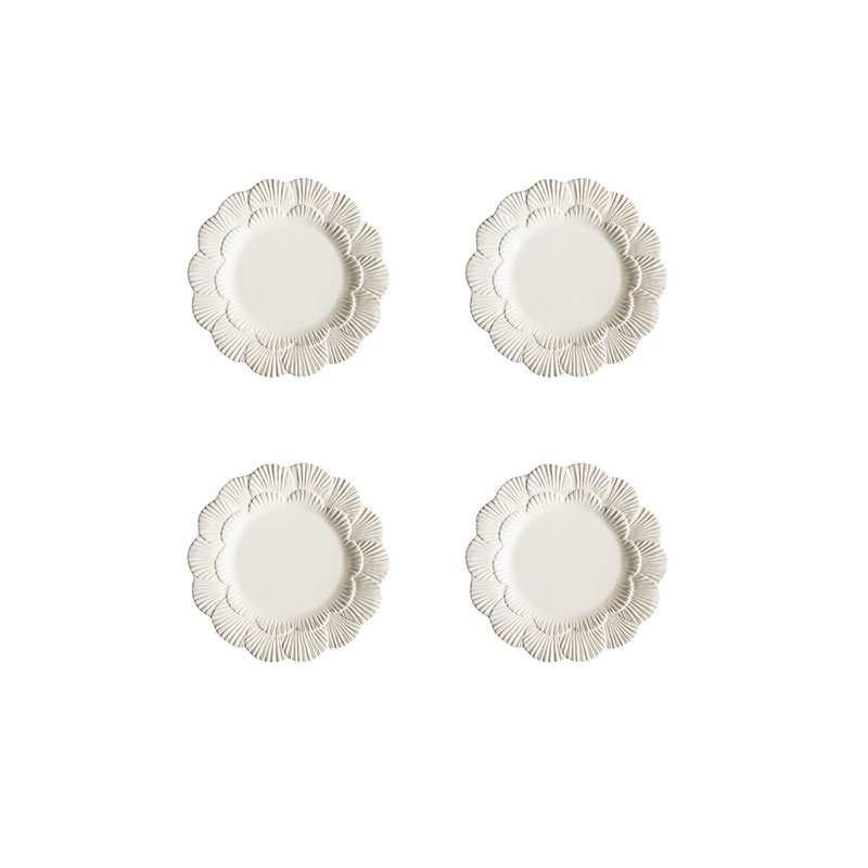 Laguna Shell Set of 4 Side Plates, H 3cm, W 22cm, D 22cm, Linen-1