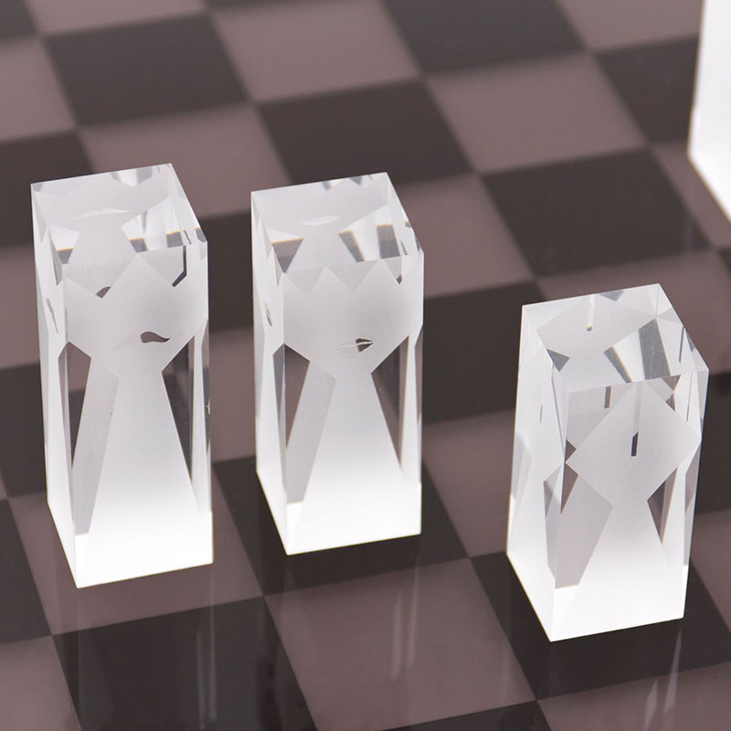 Acrylic Chess Set, 44 x 44cm, Grey-6