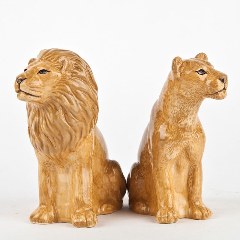 Lion Salt & Pepper Shakers, H9cm, Yellow-1