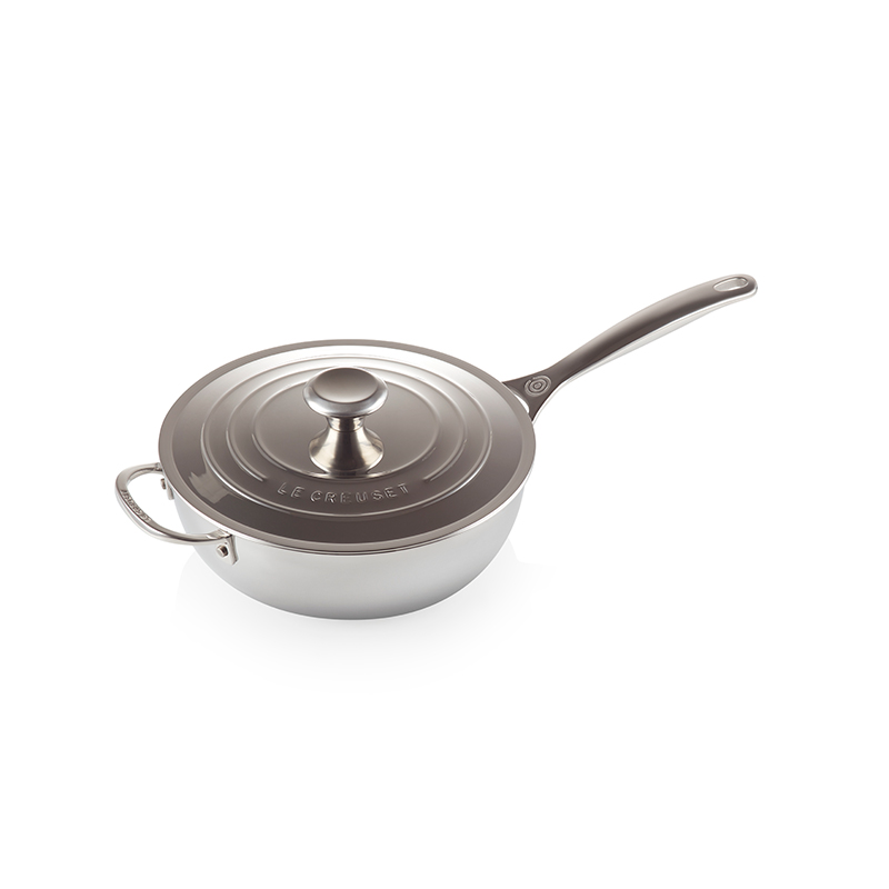 Signature Uncoated Chef's pan with lid, 24cm, Stainless Steel-0