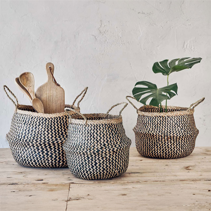 Ekuri Basket, Large, H40 x D40cm, Natural and Black-0