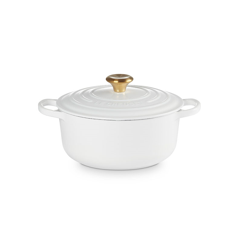 Cast Iron Round Casserole, 20cm, White-0