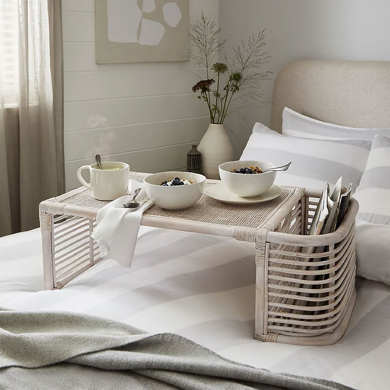 Whitewashed Rattan Breakfast In Bed Tray, Natural-0