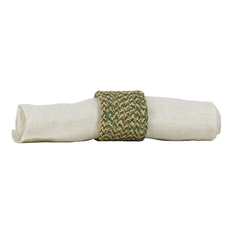 Jute Set of 4 Napkin Rings, H5 x D5cm, Olive-1