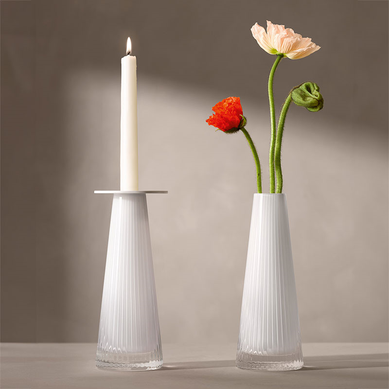 Beacon Candle Holder, H22cm, Chalk White-1