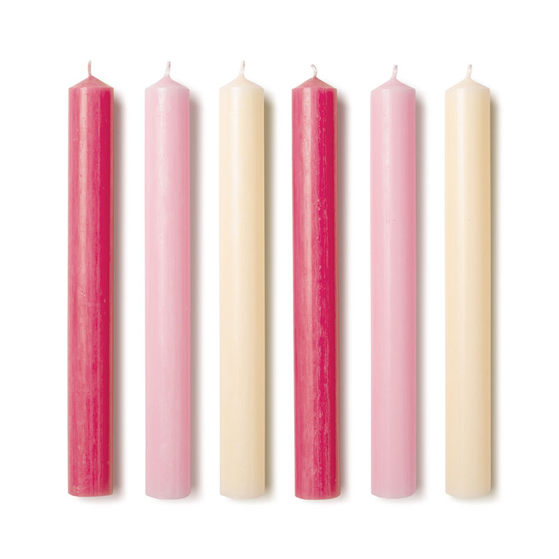 Les Roses Set of 6 Dinner Candles, Mixed Pink-0