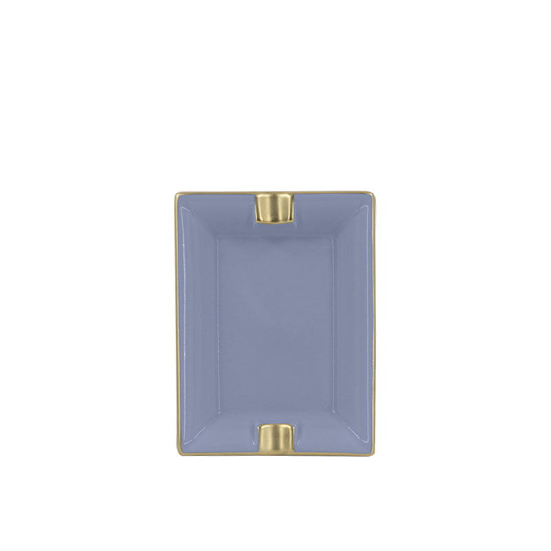 Sous Le Soleil Ashtray, W9.5 x L11cm, Matt Gold Classic Ice Blue-0