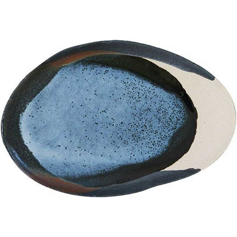 Wabi Oval Platter, 25 x 36cm, Azure Blue-0