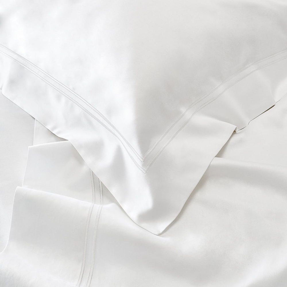 Symons Double Row Cord - 1000 Thread Count Egyptian Cotton Sateen Oxford pillowcase, 50 x 75cm, White With Border-2