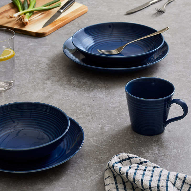 Gordon Ramsay Maze 16 Piece Dinnerware Set, Denim Blue-1