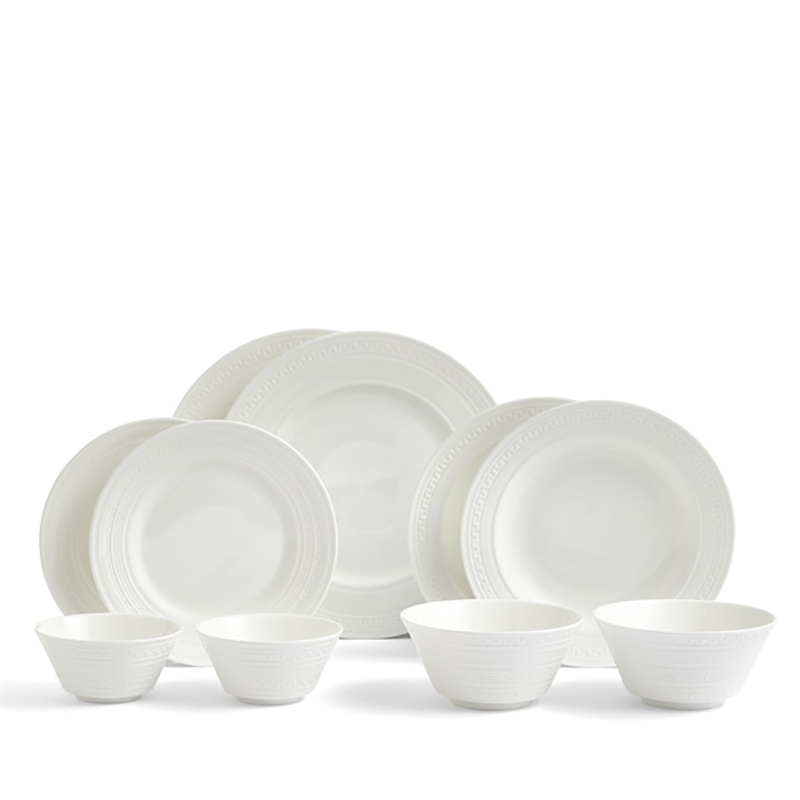 Intaglio 10 Piece Dinnerware Set, White-0