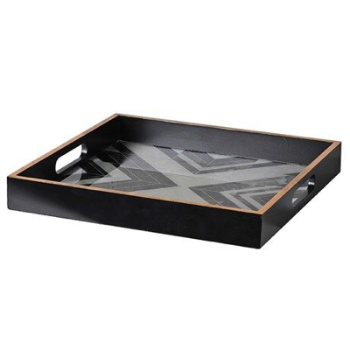 Tray, Square, Black & White Marbled, 35 x 35cm-0