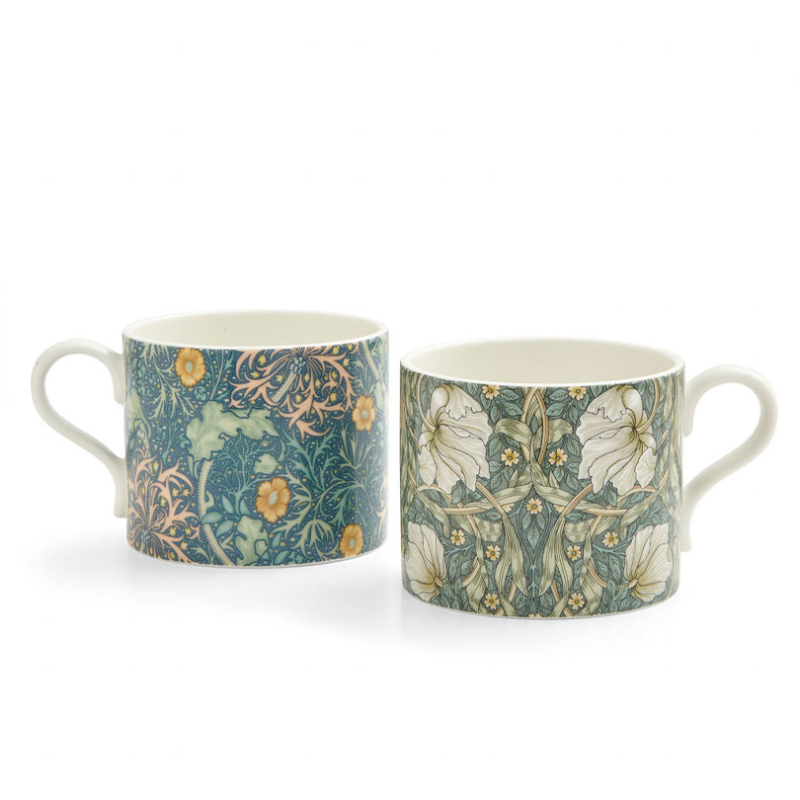 Morris & Co Set of 2 Mugs, 340ml, Green/Blue-2