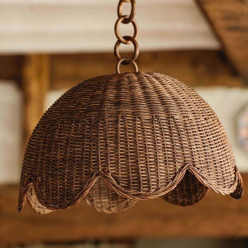 Etta Scalloped Pendant Shade, Teak-3