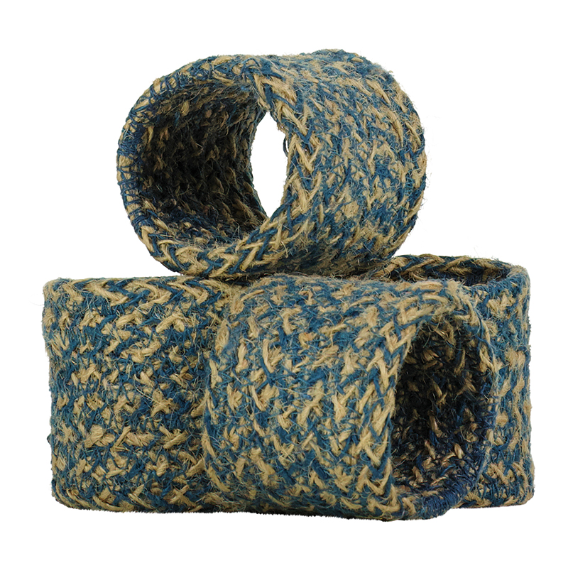 Jute Set of 4 Napkin Rings, H5 x D5cm, Cornflower-0