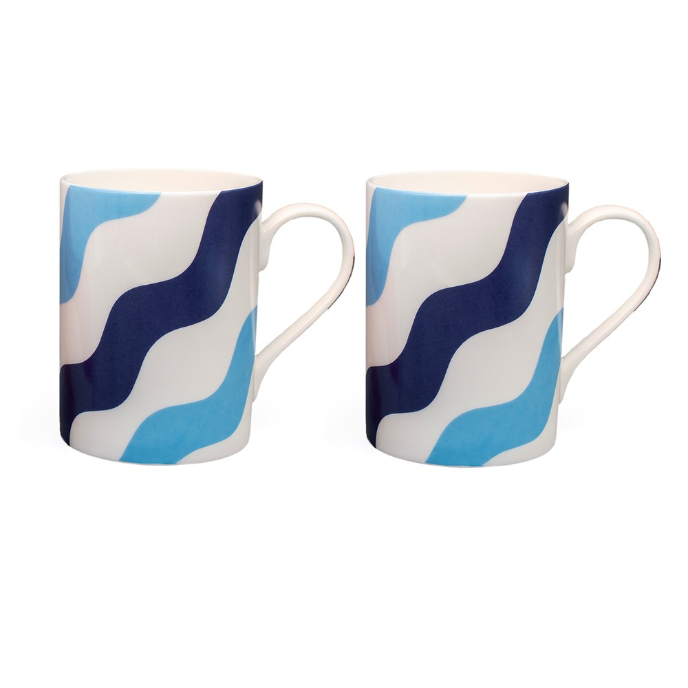 Scallop Collection Set of 2 Mugs, H10cm, Mixed Blue-0