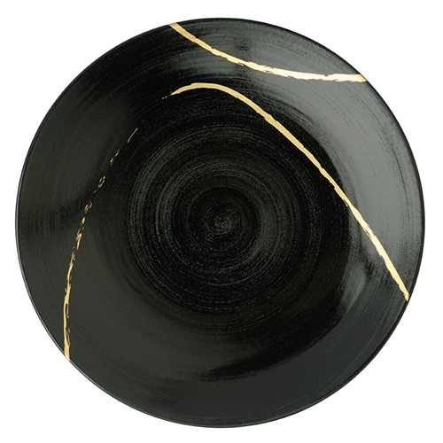 Sketch - Charcoal Pasta plate, 27cm, Black/Gold-0