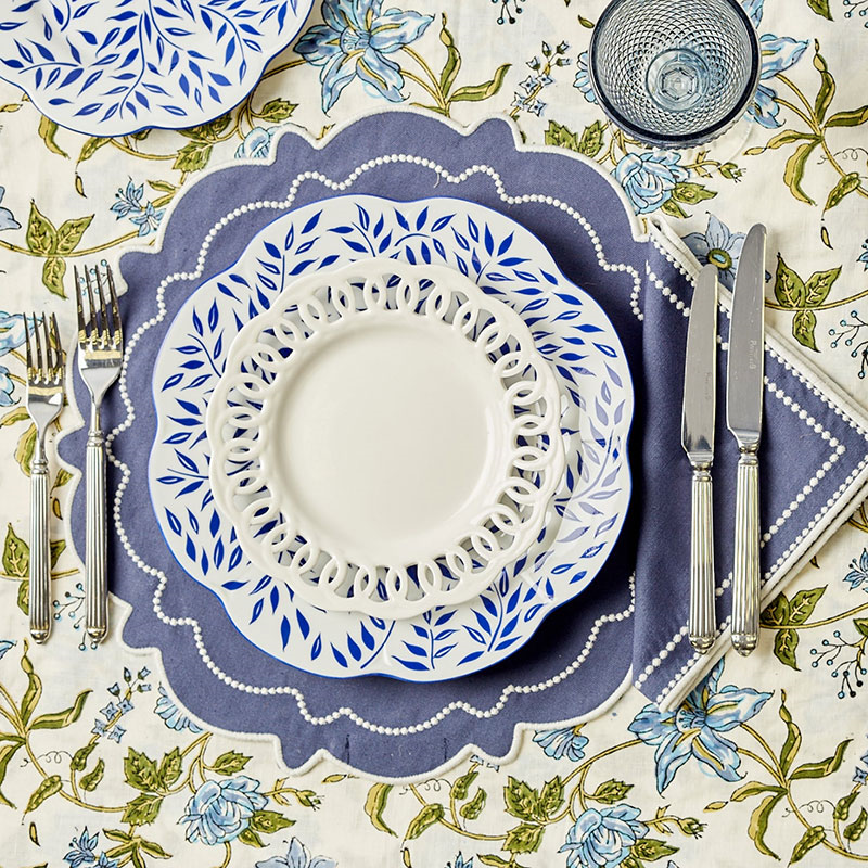 Abigail Set of 4 Placemat, D40cm, Blue-1