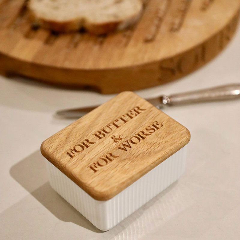 For Butter & For Worse Butter dish, 11.5 x 9.5 x 5cm, Oak-2