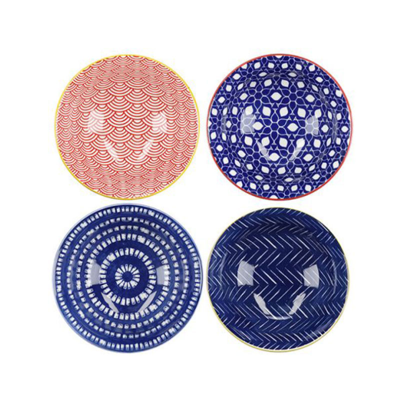 Hues Set of 4 Bowls, D15.5cm, Red/Blue-0