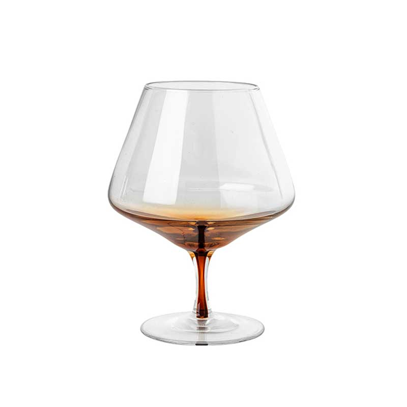 Mouth Blown Cognac Glass, H15cm, Amber-0