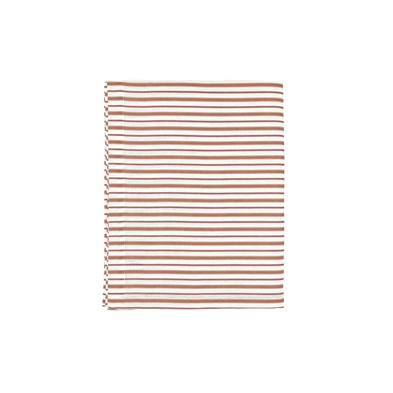 Victoria Striped Linen Tablecloth, 160 x 260cm, Dusty Rosewood-3