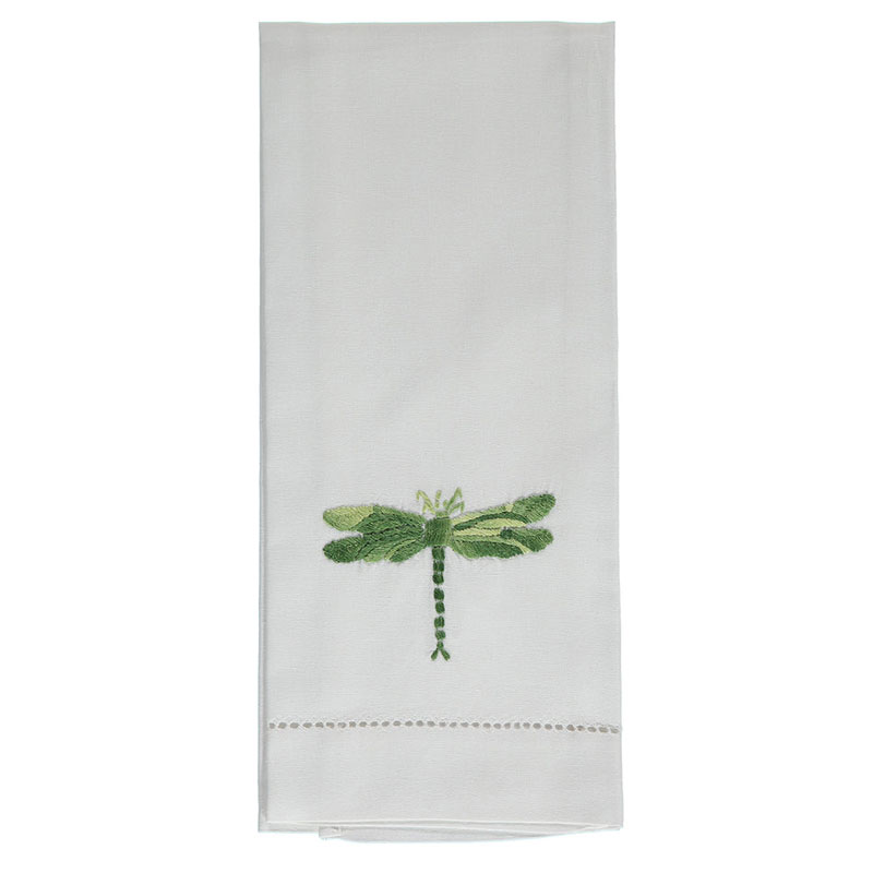 Dragonfly Hand Towel, 38 x 58cm, White/Green-1