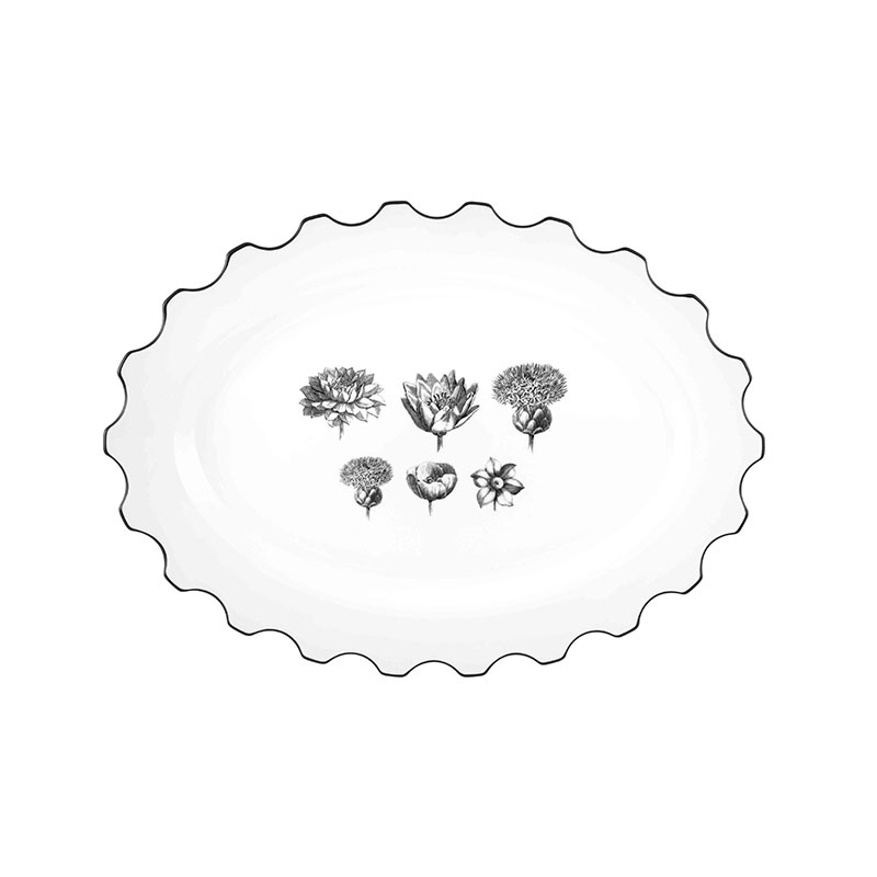 Herbariae Oval Platter, W29.7cm x L41.1cm, White-0