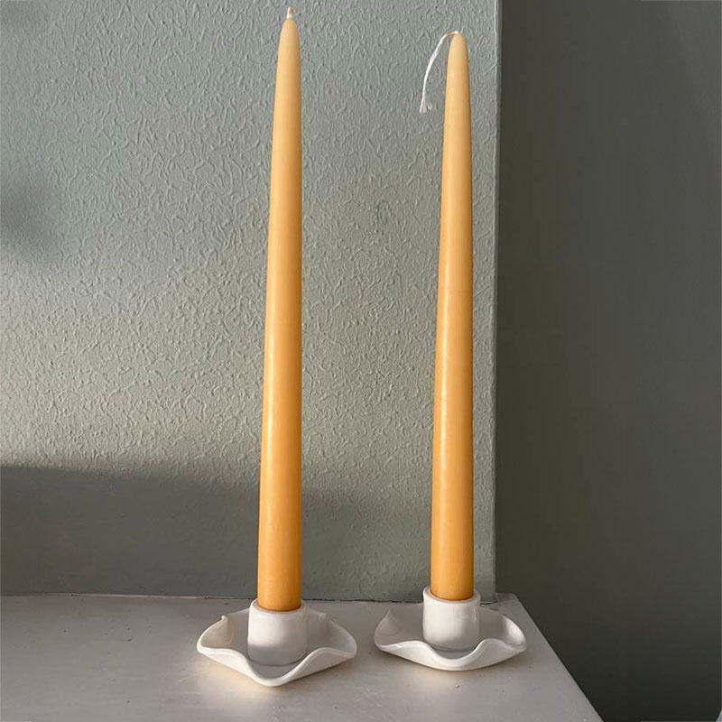 Joanna Ling Pair of Porcelain Wave Candleholders, H3.5cm, White-0