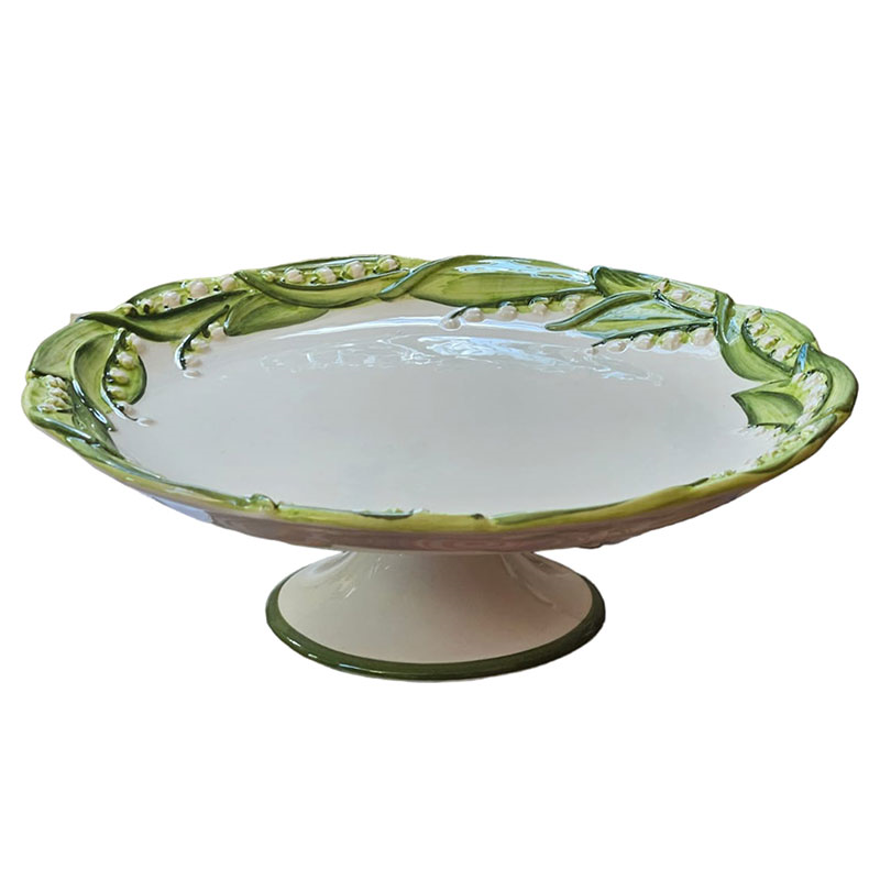 Lily Of The Valley Cake Stand, D27 X H9cm, Green-0