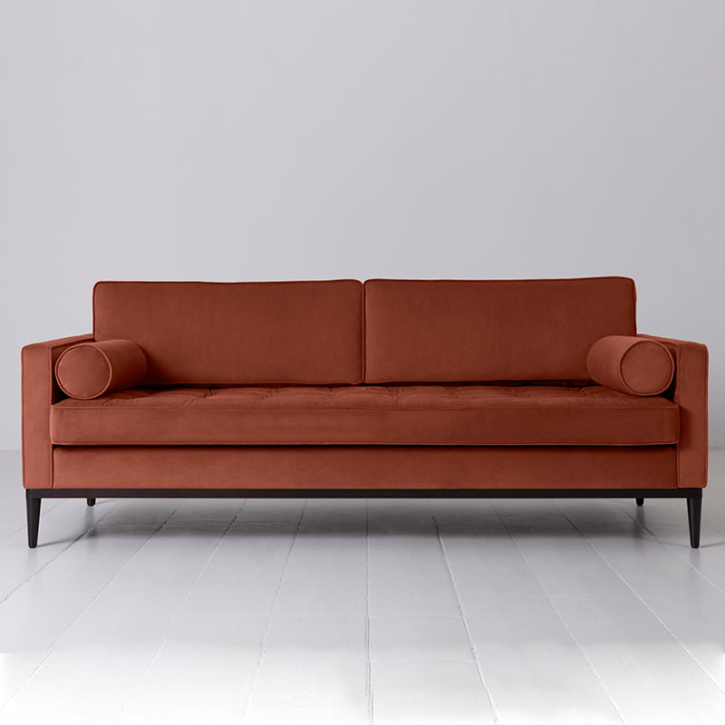 Model 02 Velvet 3 Seater Sofa, Brick-0