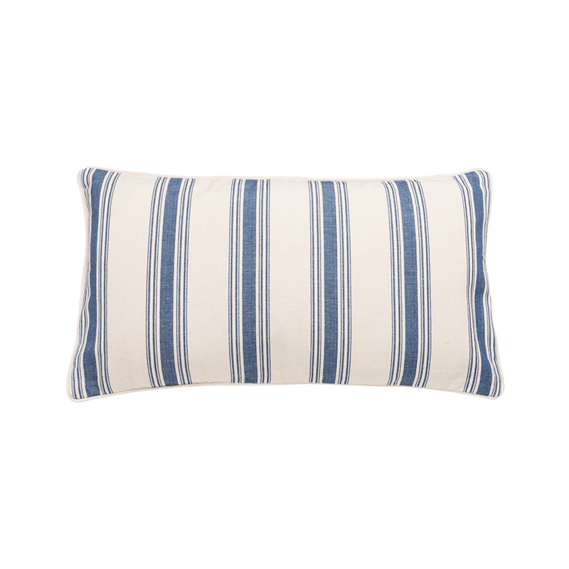 Sea Stripe Small Lumbar Cushion, 65 x 35 cm, Blue / White-0