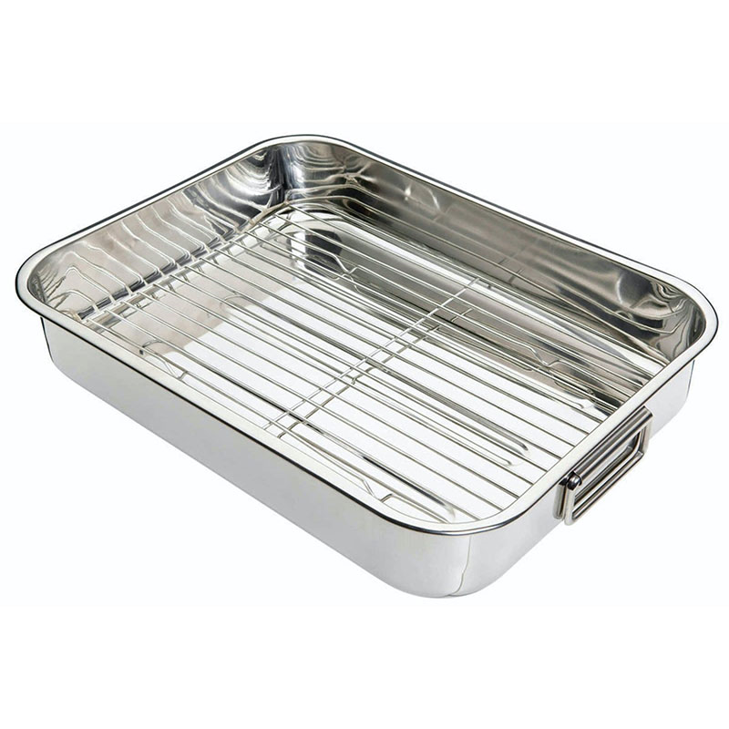 Large roaster and rack, 42 x 32cm, Stainless Steel-1